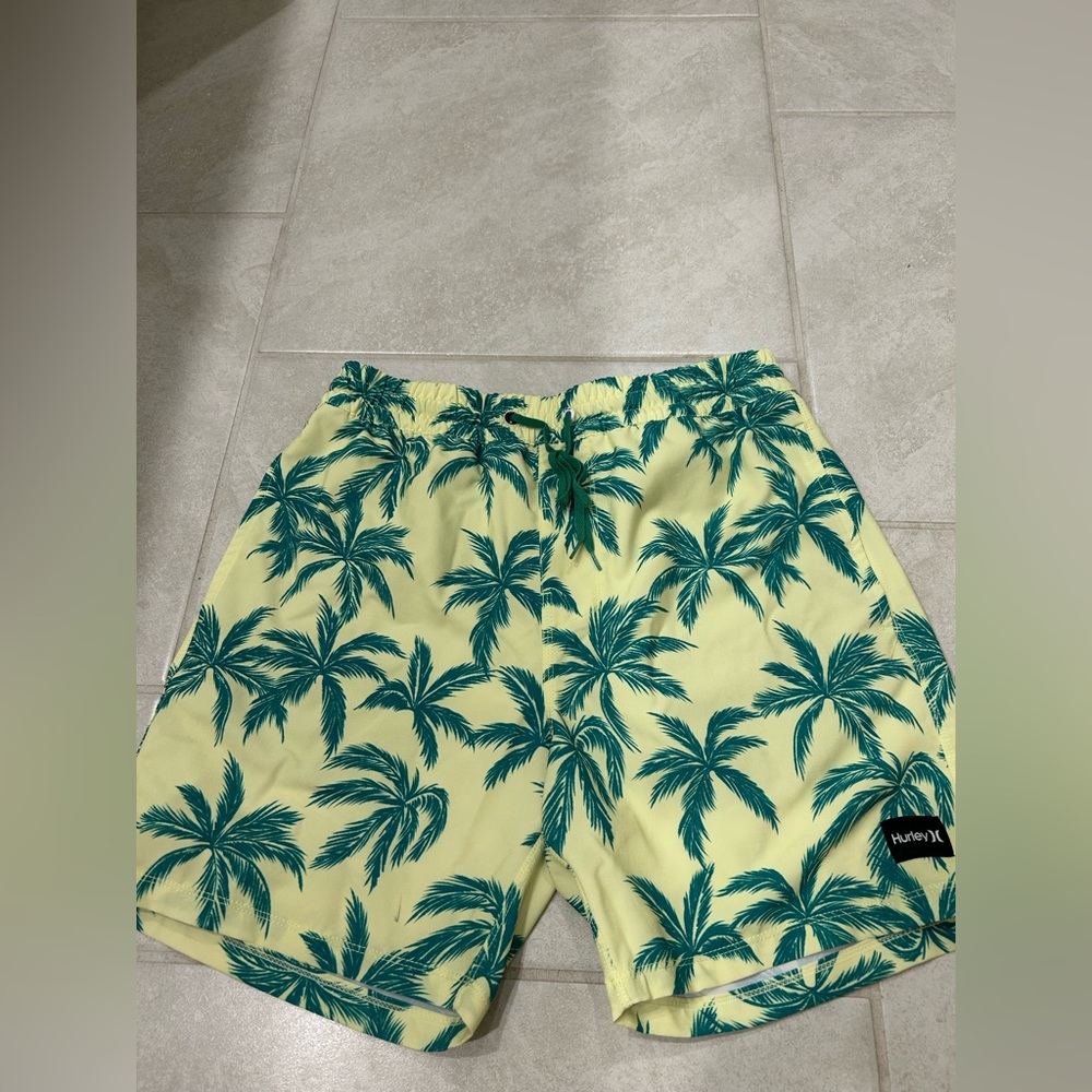 Hurley Tropical Palm Swim Shorts - Yellow and Green